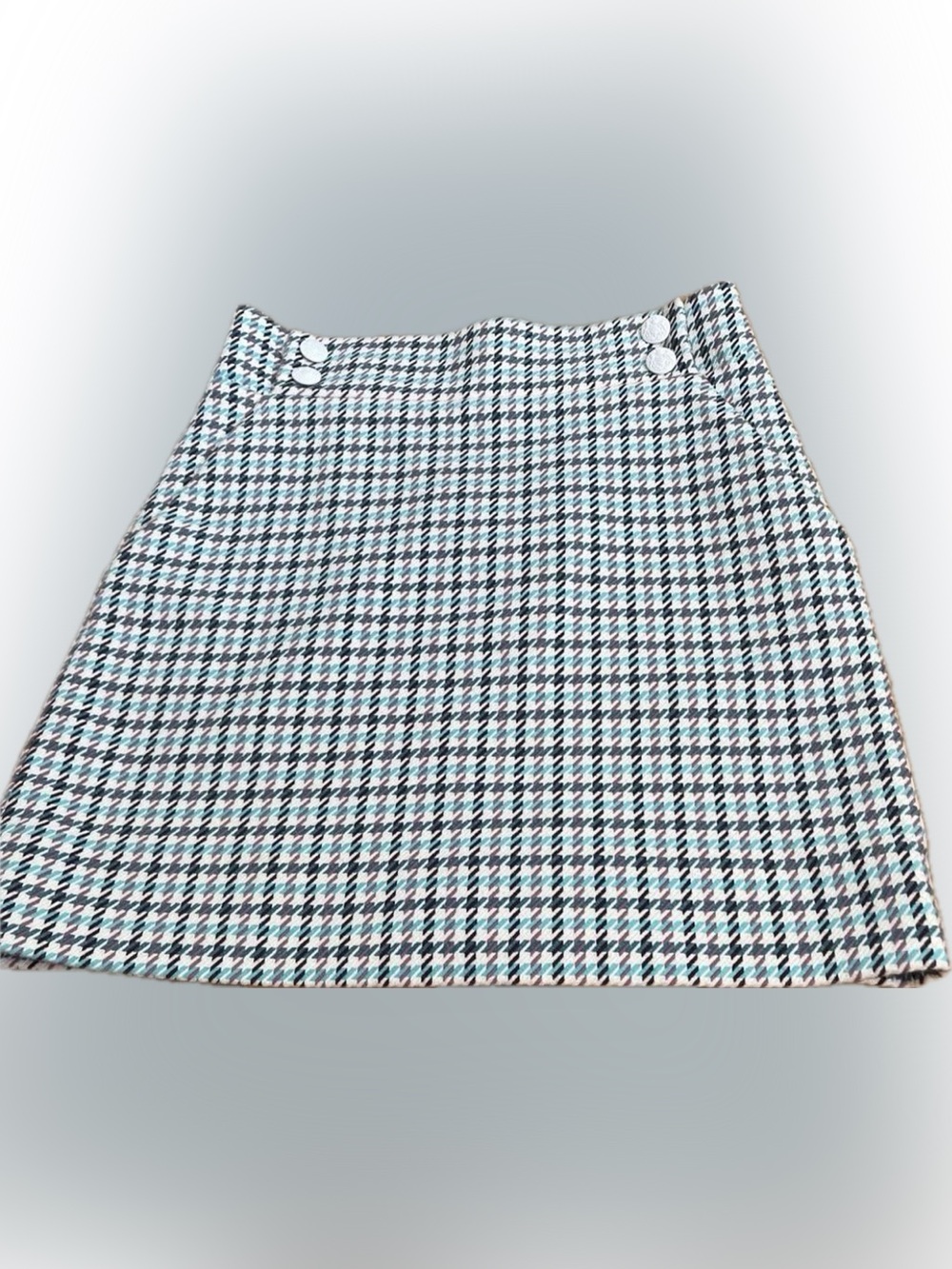 Veronica Beard Arezzo Turquoise Houndstooth Mini Skirt - Picture 4 of 4